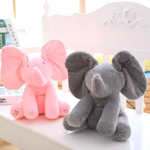 Peek a boo Elephant Stuffed Animal Toy  Education Electric Music  Anti stress Toys For Children